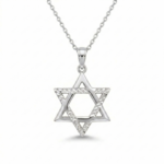 שרשרת ותליון מגן דוד מזהב 14K עם חריטות לייזר חלקי