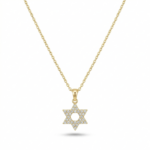 שרשרת מגן דוד מזהב 14K קלאסי משובצת אבני זירקון