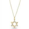 שרשרת מגן דוד מזהב 14K תליון משובץ זירקונים חלקי