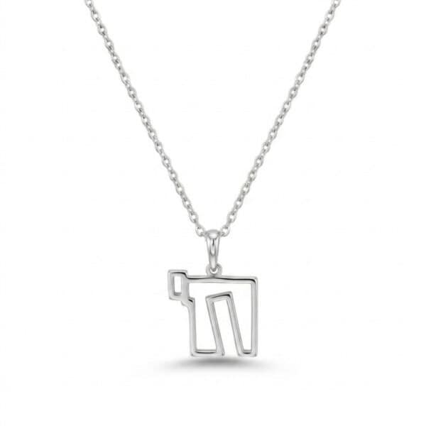 שרשרת תליון "חי" כתב מרובע מסגרת מזהב 14K