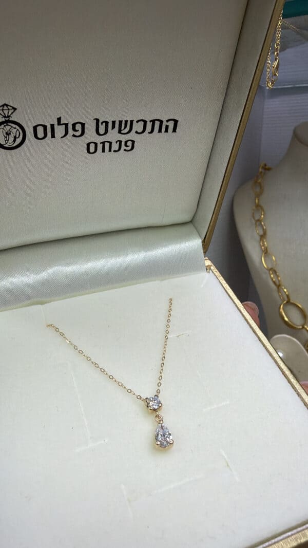 שרשרת עניבה טיפות זהב 14k