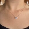 שרשרת עם תליון זהב 14K – זרקון מלבני 7*5 ממ