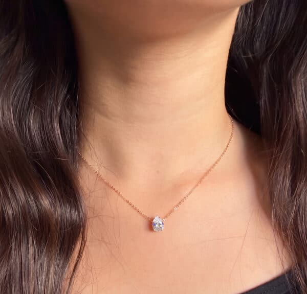 שרשרת עם תליון זהב 14K – זרקון טיפה 8X6מ"מ