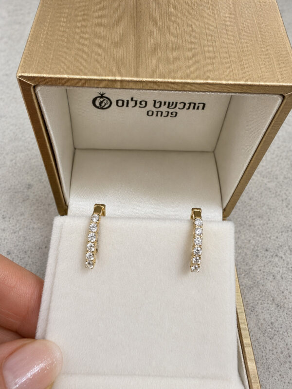 עגיל זהב 14k סגירה אגלית 2 מ״מ (גודל זרקון)