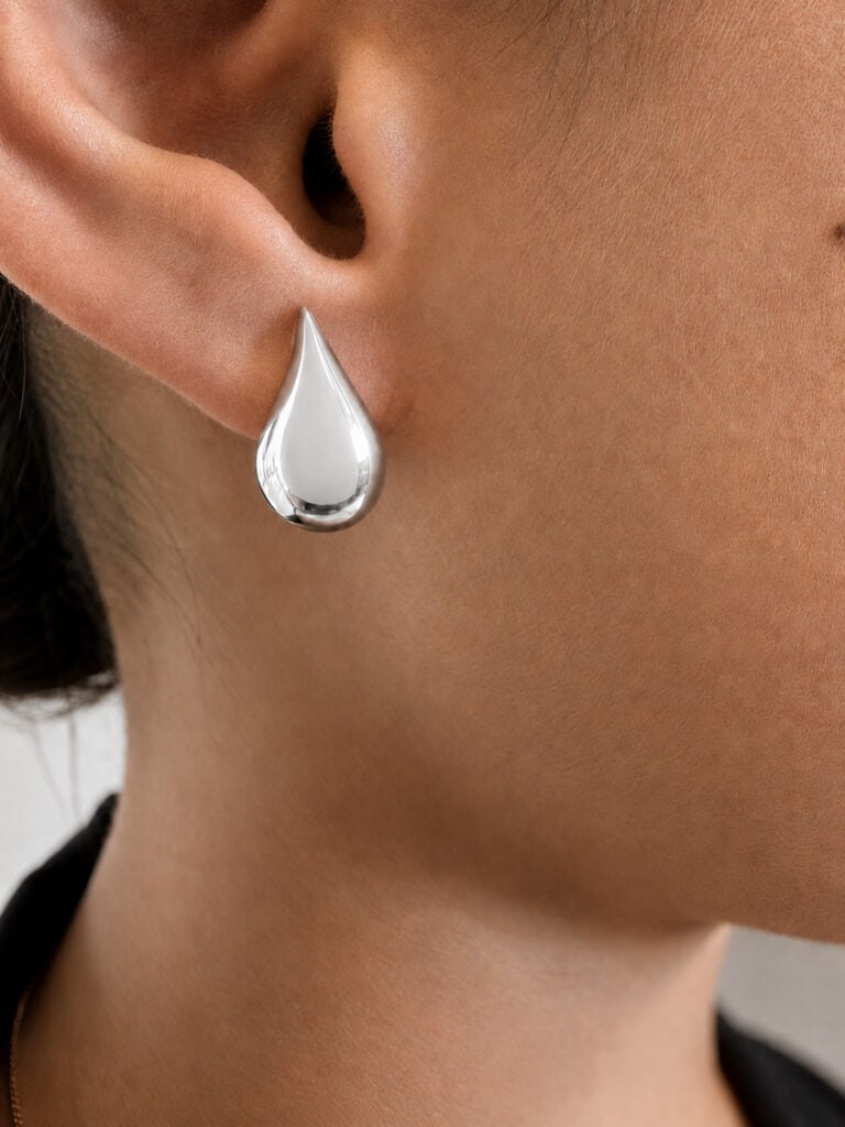 עגילי טיפה מנופחים מזהב 14k