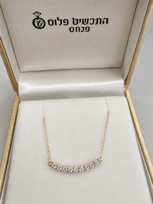 שרשרת עם תליון זהב 14K שורה 9 זרקונים 2 מ״מ