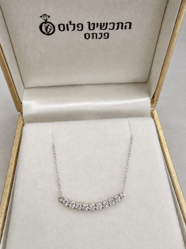 שרשרת עם תליון זהב 14K שורה 9 זרקונים 2 מ״מ