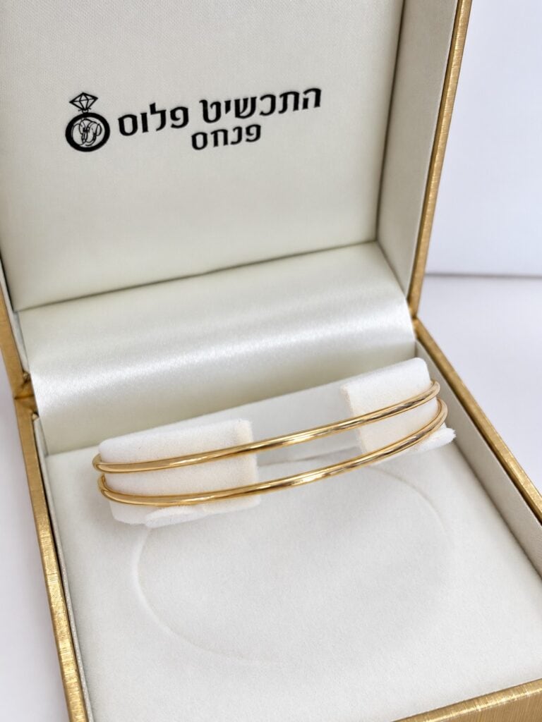 צמיד זהב 14k קשיח 1.7 מ״מ פרופיל עגול