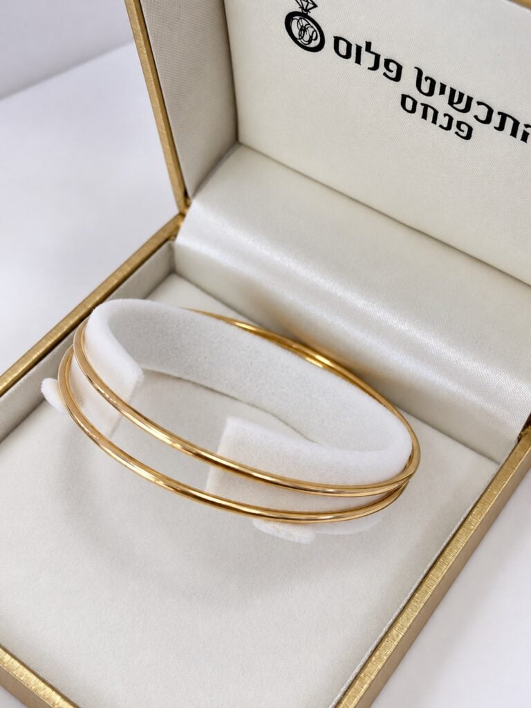 צמיד זהב 14k קשיח 1.7 מ״מ פרופיל עגול